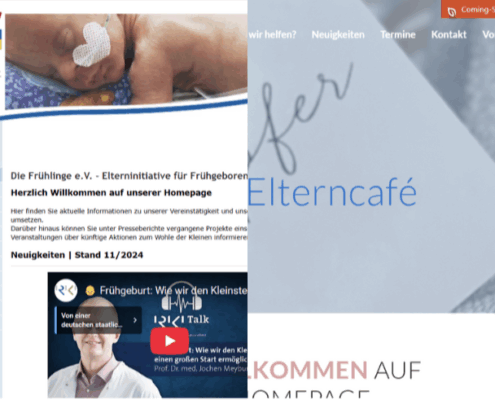 Zwei Webseiten nebeneinander, links die alte Webseite und Rechts die neue Webseite